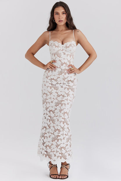 Astrid™ | Pearl Blossom Maxi Klänning